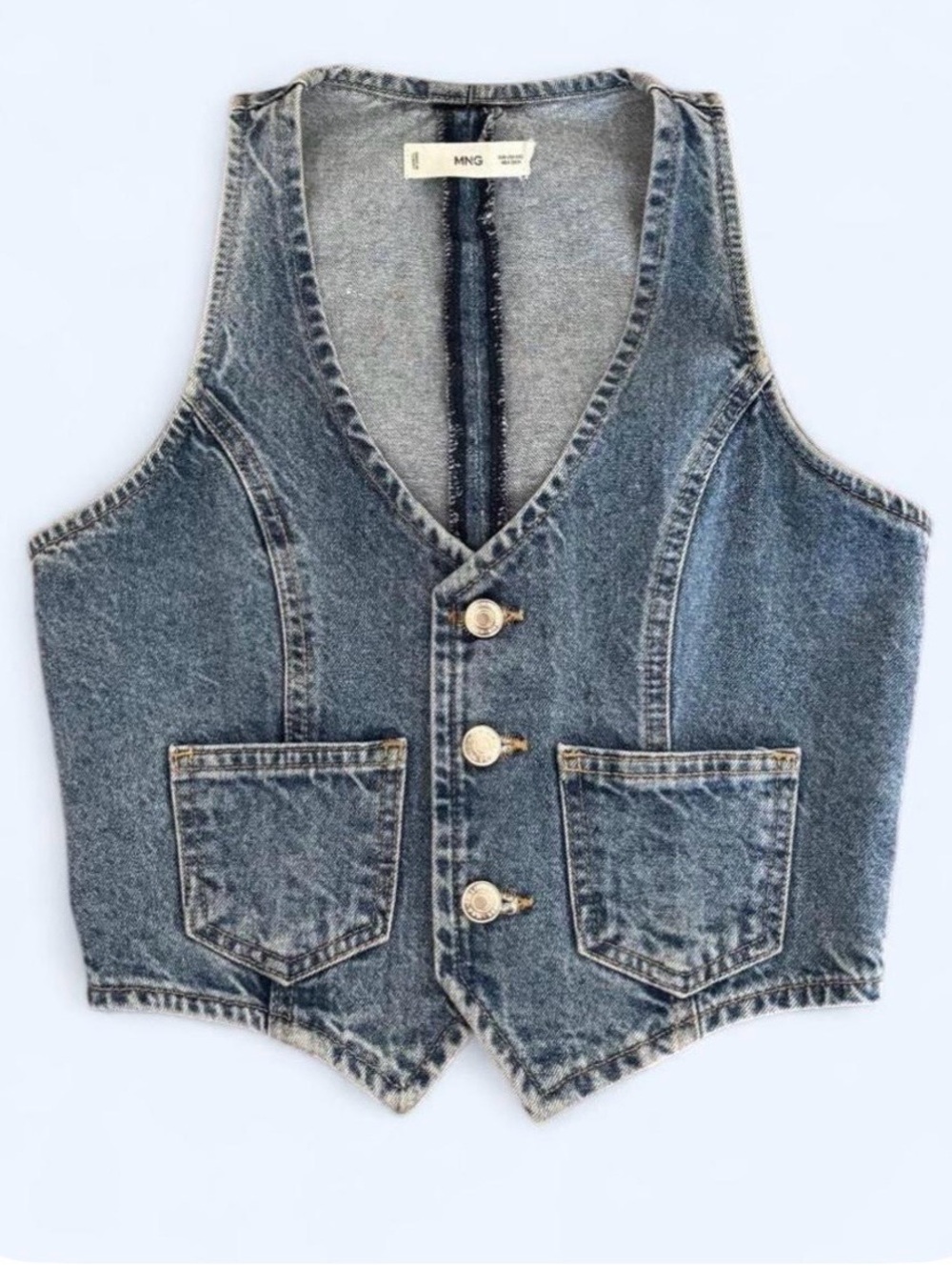 MNG by Mango Fitted Denim Three Button Western Vest